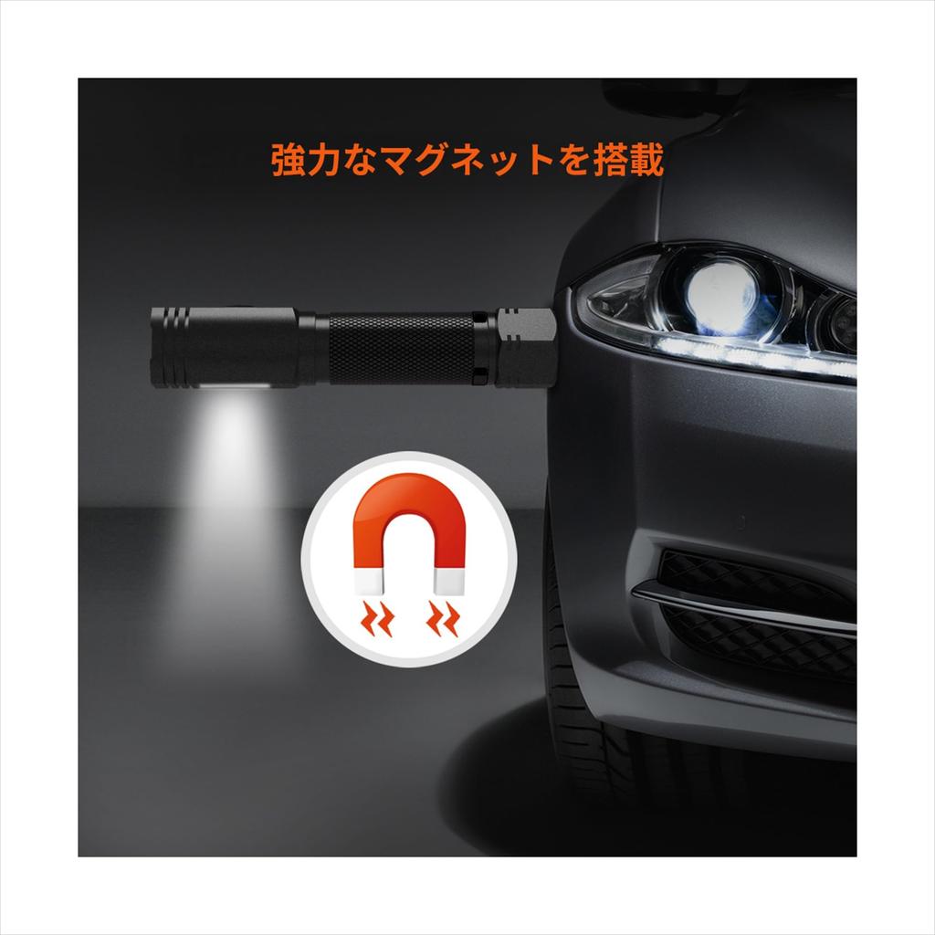 Nicron LED Handheld Magnetic 5 Brightness for Outdoor and Inspection Light, Slim, Clip, Compact, Rechargeable, Type-C, Waterproof, Spotlight, Levels,