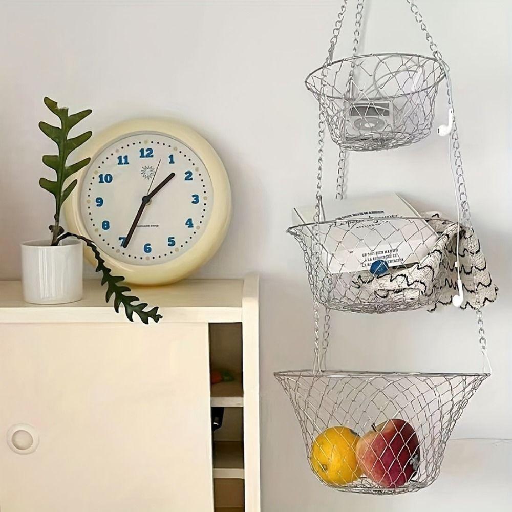 Foldable Triple Fold Fruit Basket Nordic Snacks Storage Basket  Desk Decoration