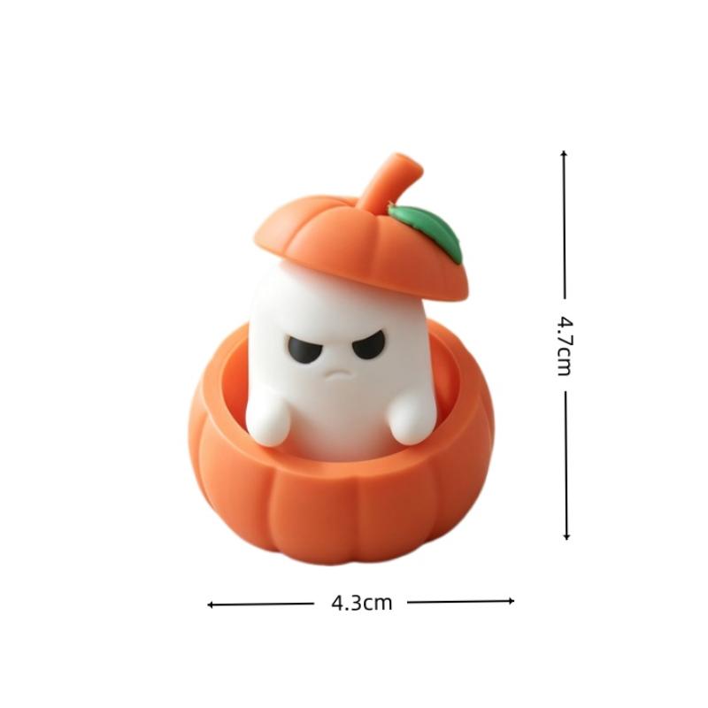 3D Printed Halloween Pumpkin Ghost Funny Figurine Cute Mini Desktop Statue for Home Office Festival Party Decor Gift