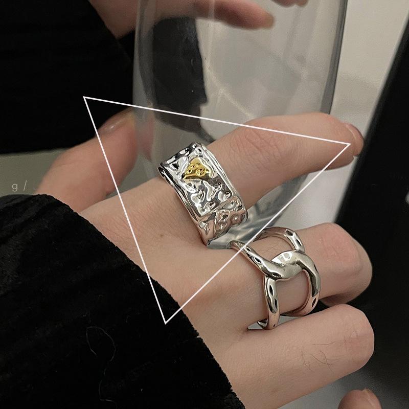 Sterling Silver Trend Arched Wide Ring For Female Geometry Punk Design Jewelry Asymmetric Gift Dropshipping