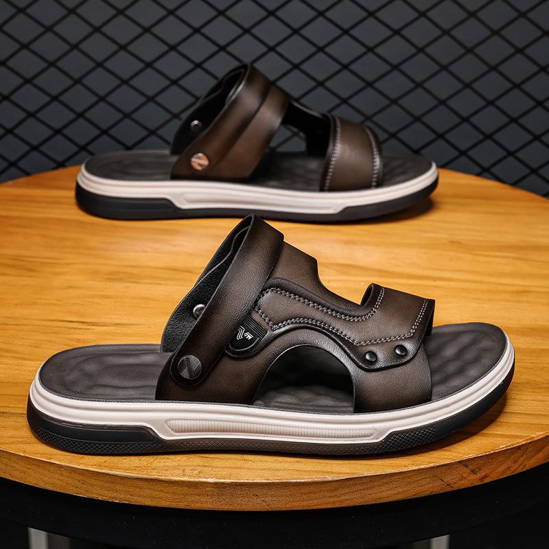 

2025 новые летние сандалии мужские повседневные пляжные тренд корейская версия уличные сандалии верхняя одежда ins двойного назначения шлепанцы 44