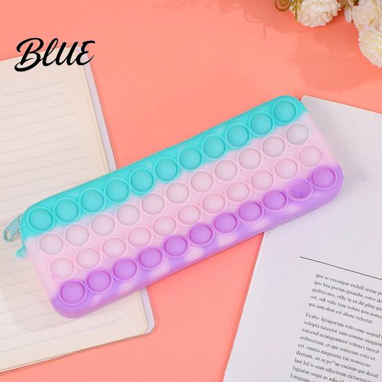 Decompression Pencil Case Pop Case Large Capacity Silicone Storage Bag with Odorless Bubble Toy Stationery for Kids School Office Stress Reducing