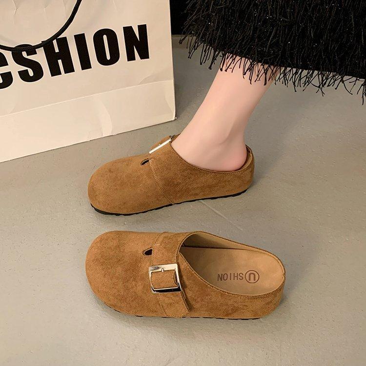[Yushilai] Japanese retro thick-soled half-slippers for women's 2025 spring new fashionable soft-soled comfortable pedal