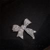 Exquisite Shiny Bowknot Brooch Zinc Alloy Hollow Rhinestones Brooch Small Bow Lapel Pins for Lady Dress