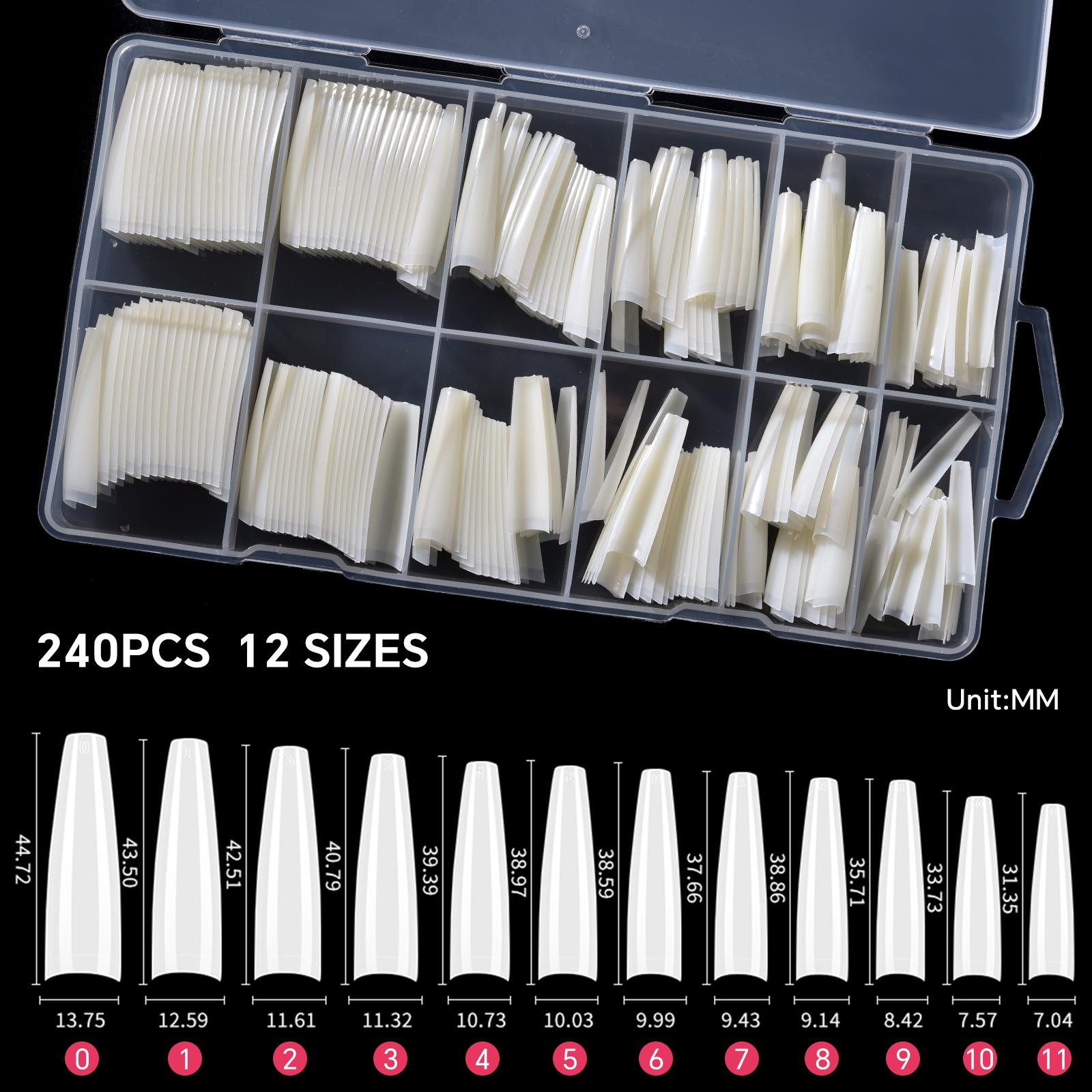 

240 шт./кор. накладные ногти квадратные прямые очень длинные полупокрытые ногти прозрачные/натуральные акриловые накладные ногти для наращивания маникюрный салон