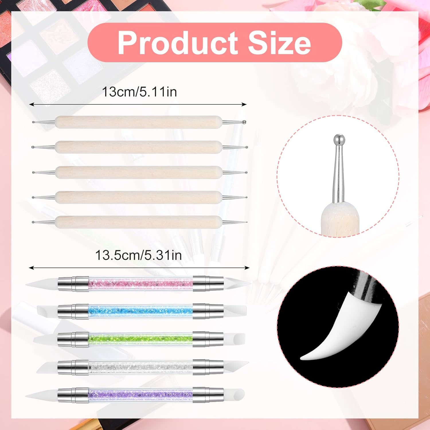 10Pcs Nail Art Sculpture Pen Dual Tipped Silicone Nail Set, Nail Art Silicone Brushes 3D Professional Nail Gel Art Tools for Sculpting Gel Shaping