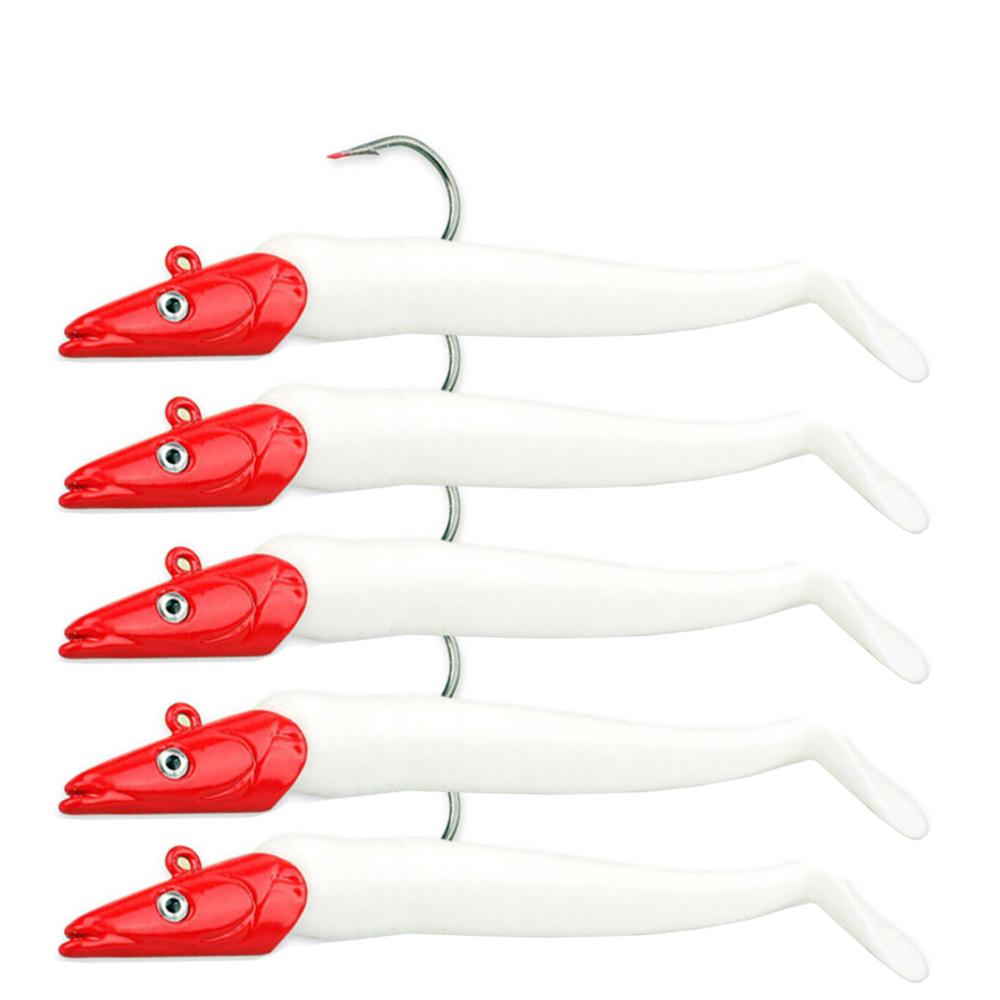 

5 шт. Джиг-головка 10 г Приманка с мягким хвостом Щука Окунь Рыболовная приманка Бионический угорь Береговой джиггинг Море Озеро Лодочная игра Заменяемый Многоразовый Рыболовный крючок 100mm