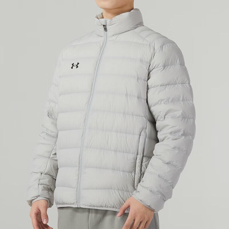 Under Armour Solid Color Stand Collar Quilted Down Jacket Breathable Knitted Sports Pants Casual Sports Set 23600804-009+23600703-014