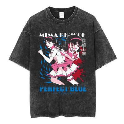 Vintage Washed Anime Perfect Blue Mima Kirigoe Graphic TShirt Mens Women Clothing Fashion Harajuku ONeck Short Sleeve T Shirt