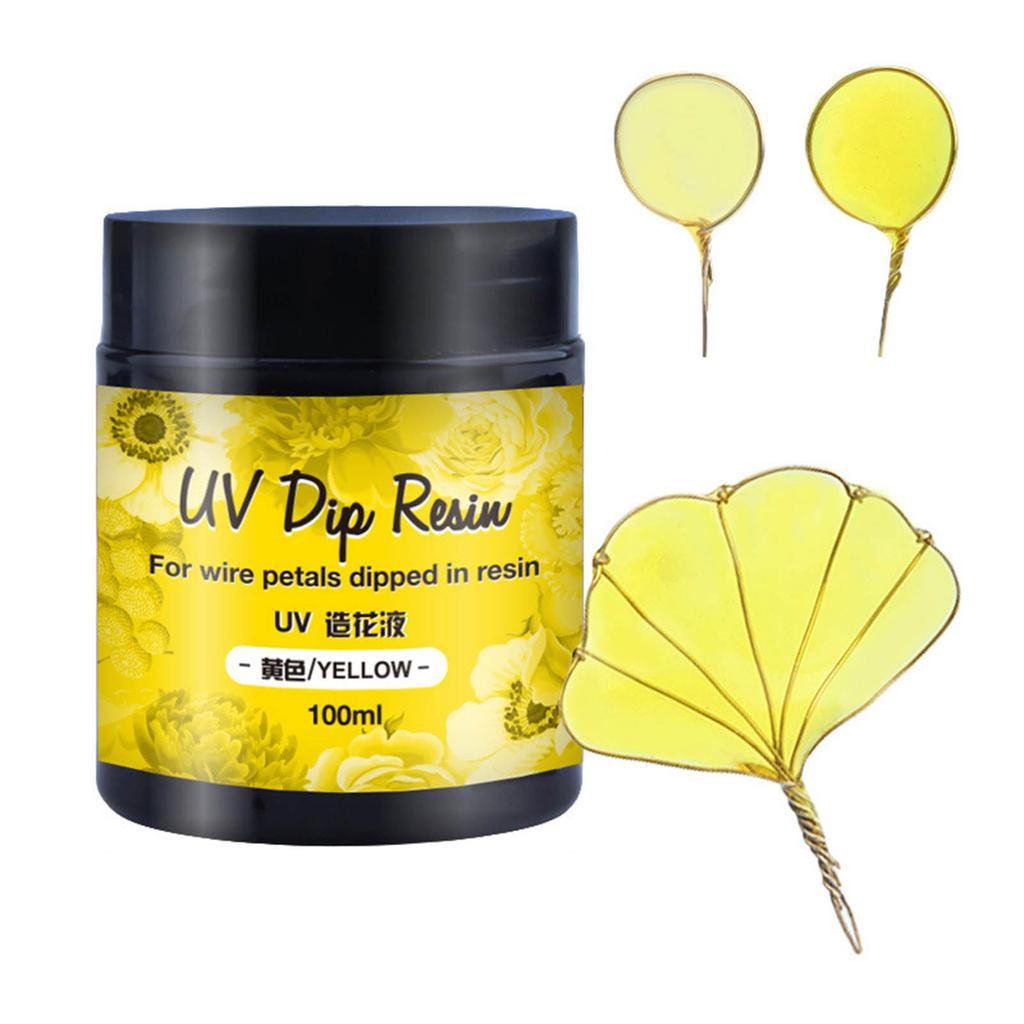 UV DIP Resin Glue for Wire Flower Petals Transparent Liquid Ultraviolets Curing Crystal Glue Jewelry Making for Beginner
