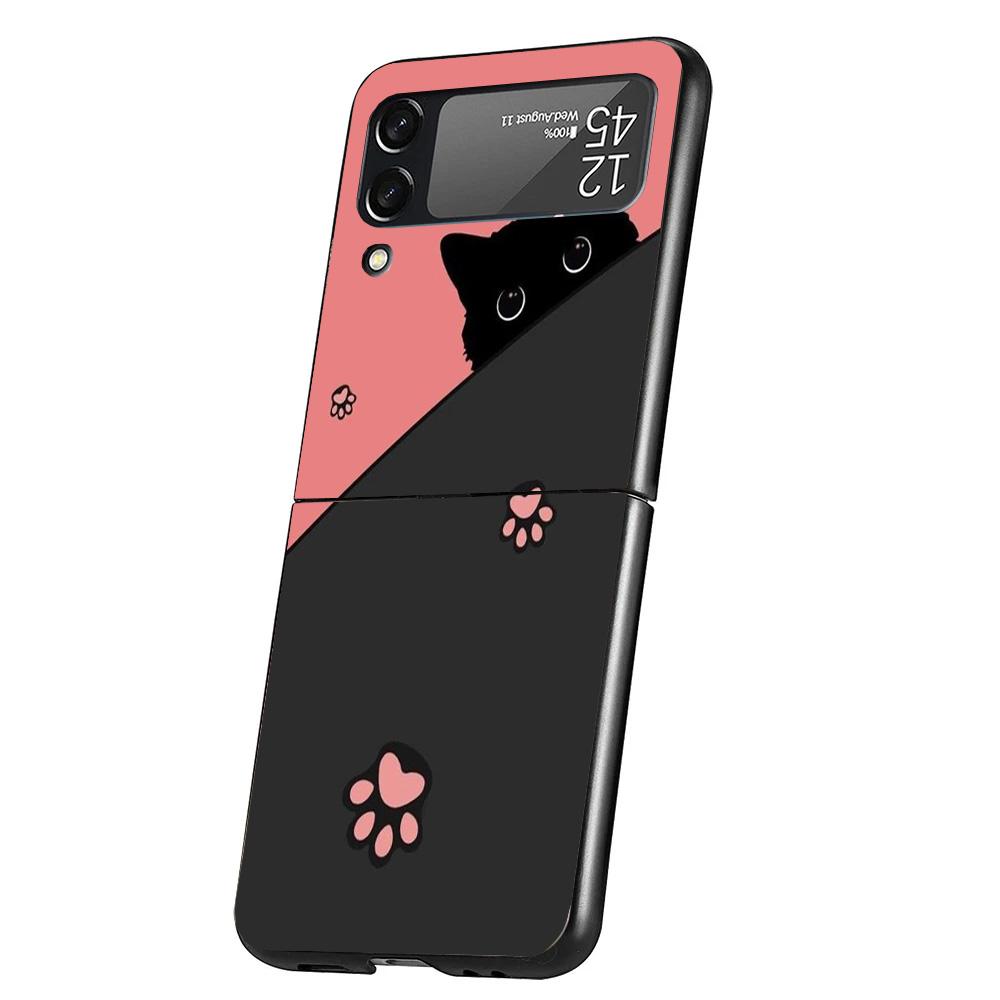

Cat Footprint Funny Paw Cute Case Phone Cover for Samsung Galaxy Z Flip 7 6 5 4 3 5G ZFlip7 ZFlip6 ZFlip5 ZFlip4 ZFlip3 Black Fu Samsung Z Flip 5