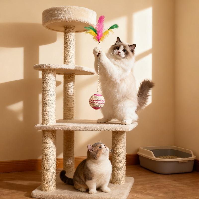 Cat Scratching Sisal Ball - Random Color Hanging Lightweight Durable Scratch-resistant Claw Grinder Toy, for Cats Interactive