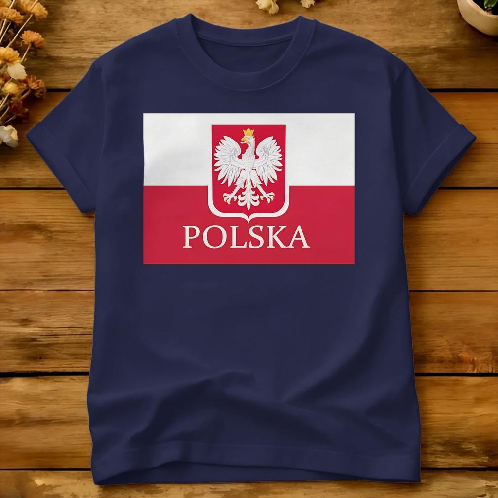 Patriotic Polish Polska Flag Cotton Tshirt For Unisex Beach Poland Polska Polish Y2k Fun T Shirts Fashion Tees Big Size Clothes