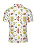 Men's Short Sleeve Polo Shirt with Flat Digital Print Pattern - No Texture