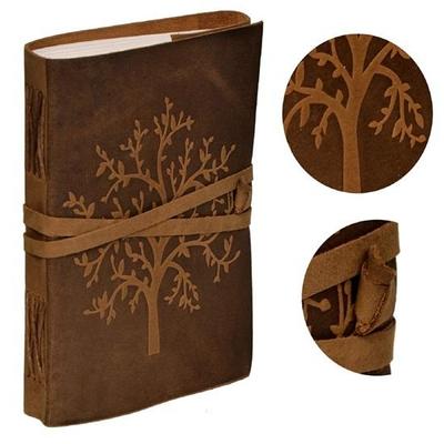 Jurnal cu piele texturată de lemn notebook legat manual în piele pentru femei și bărbați cadou