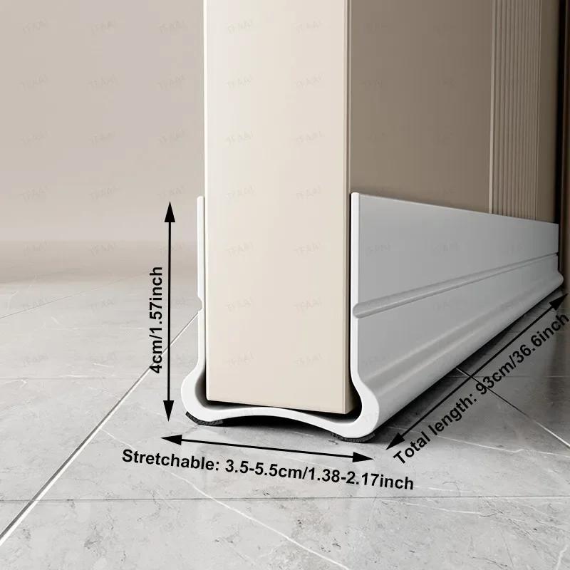 93cm Self-adhesive Door Bottom Sealing Strip PVC Flexible Door Gap Wind and Dust Proof Weather Strip with Soundproofing Felt