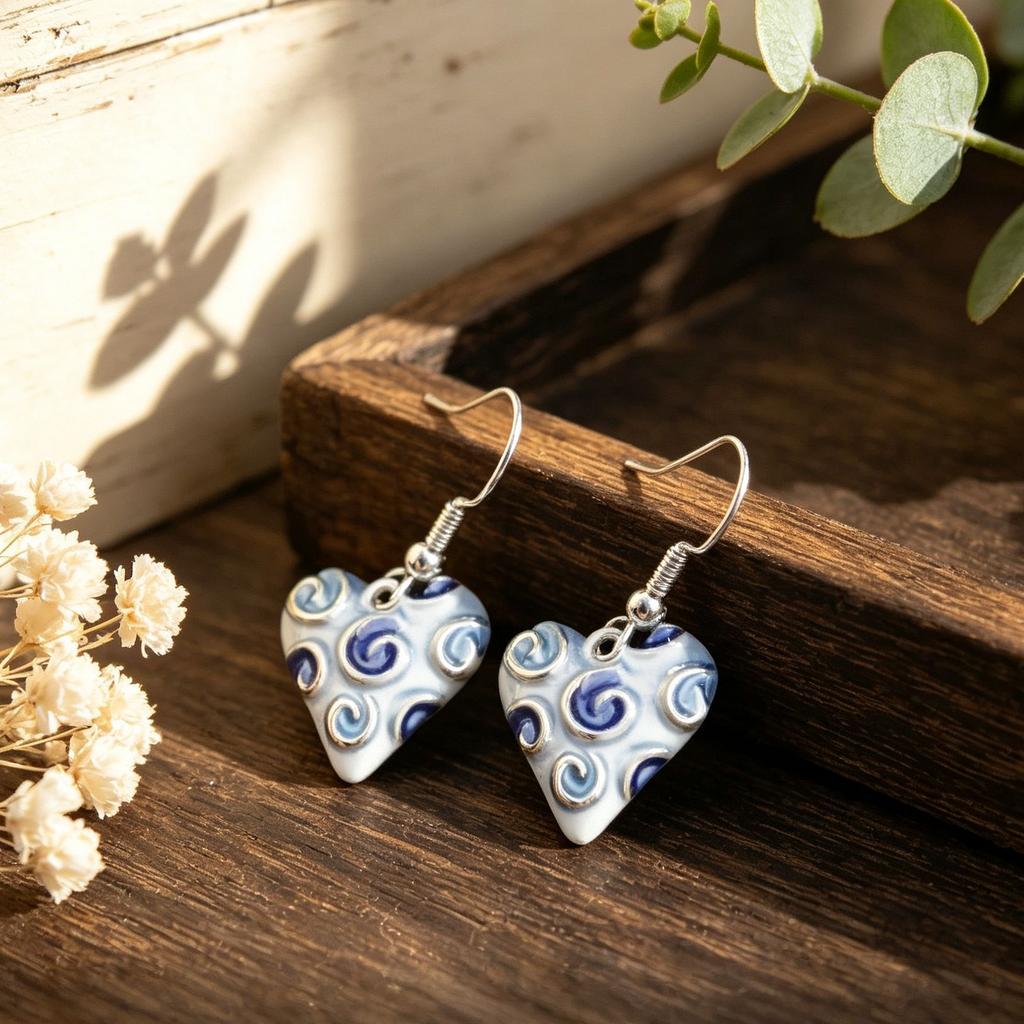 Love pure hand-painted earrings retro French niche high-end sense versatile daily earrings