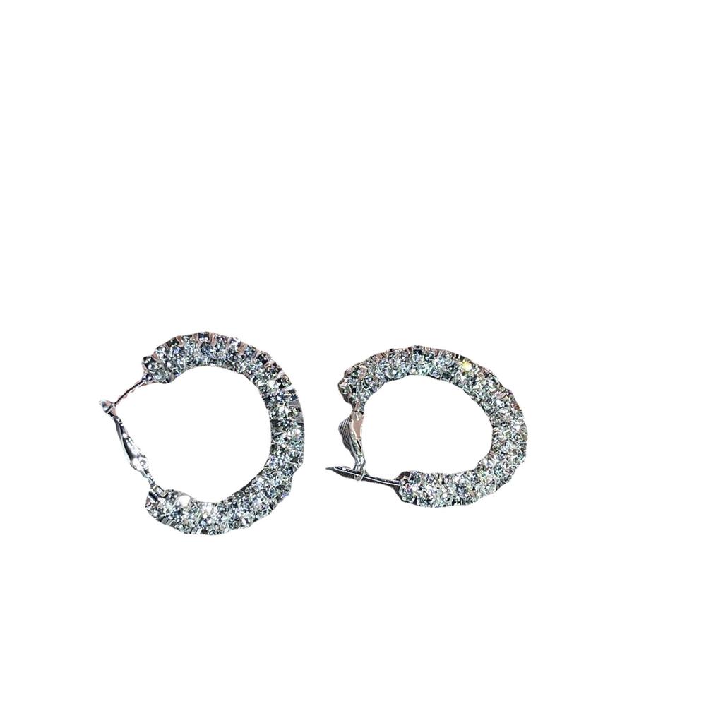 Exquisite Bling Round Chunky U Shape Hoop Earrings Geometric Hoops Fashion Temperament Jewelry