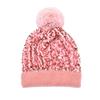 Women Knitting Hat Plush Ball Decor Shiny Sequins Decor Brimless Hat Winter Warm Furry Bucket Hat Headwear