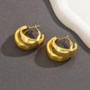 Stainless Steel Double Loop Drop Earrings for Women Girls Geometric Round Rhinestone Pendant Earrings Jewelry Gift