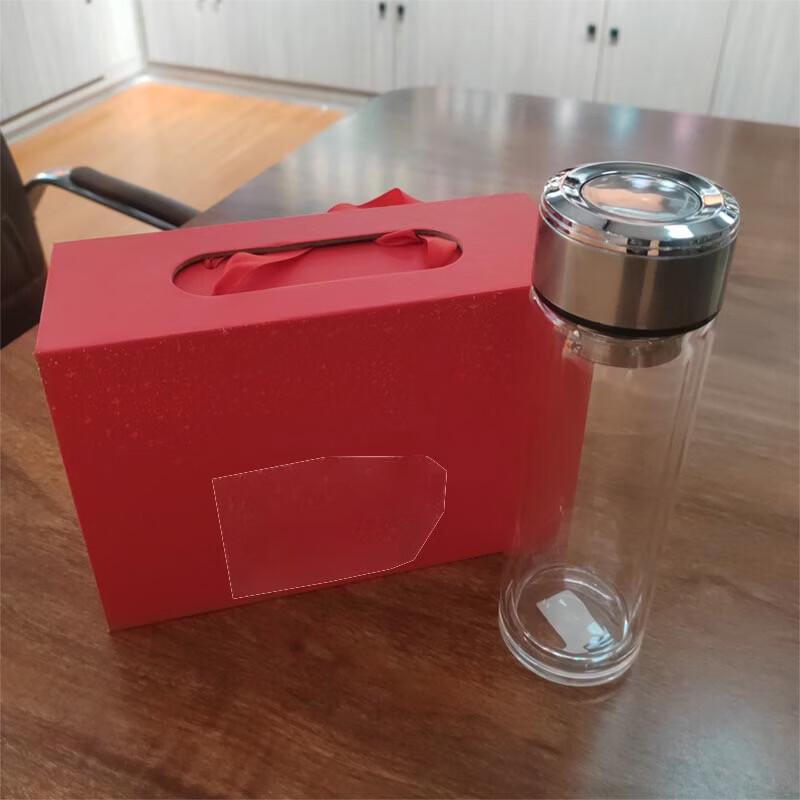 WAHYE doppelwandige Glas Tasse mit Henkel