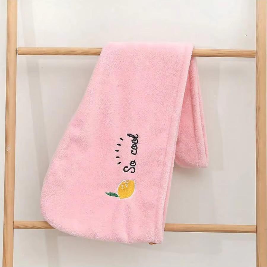 

Coral Fleece Dry Hair Cap Female Cute Embroidery Soft Absorbent Quick Drying Single Layer Shower Cap New Cartoon Hat розовый