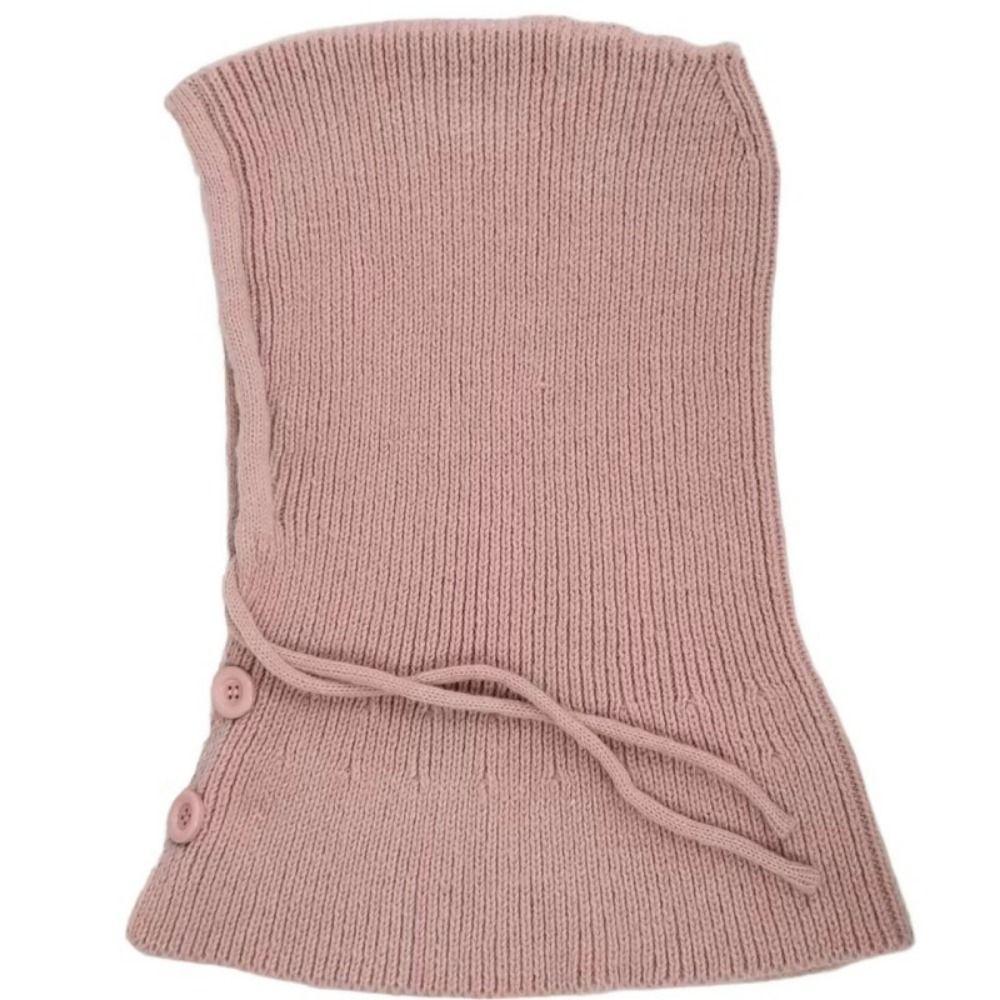 Drawstring Knitted Beanie Cap Thicken Snood Collar Hood Soft Scarf Balaclava Hats  Outdoor