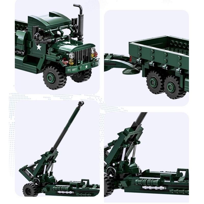 Non-Toxic 485Pcs Military Classic Building Blocks Model M35A2 M198 Truck Small Particle Children Educational Toys 4510