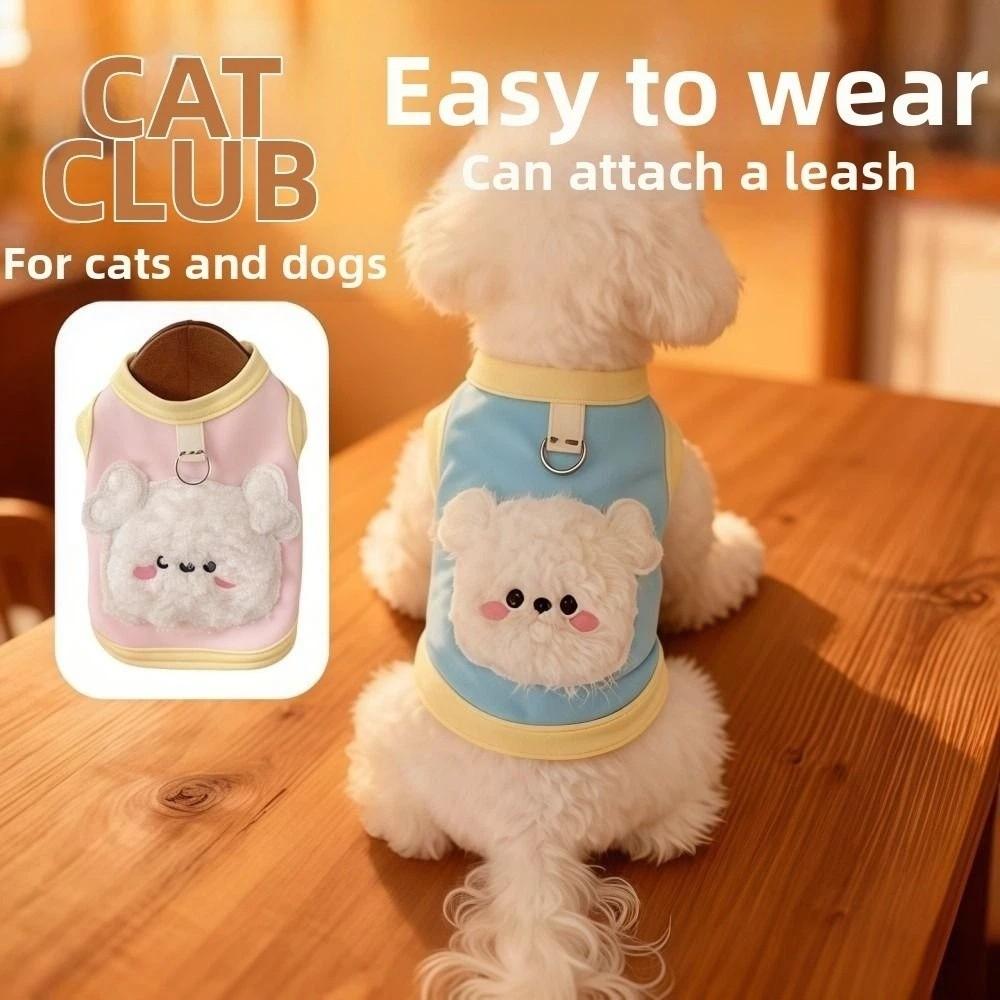 XS-XL Winter Puppy Clothes Fleece Lined Cute Cartoon Pet Jacket Pet Costume Anti-licking Cat Hair Puppy Coat