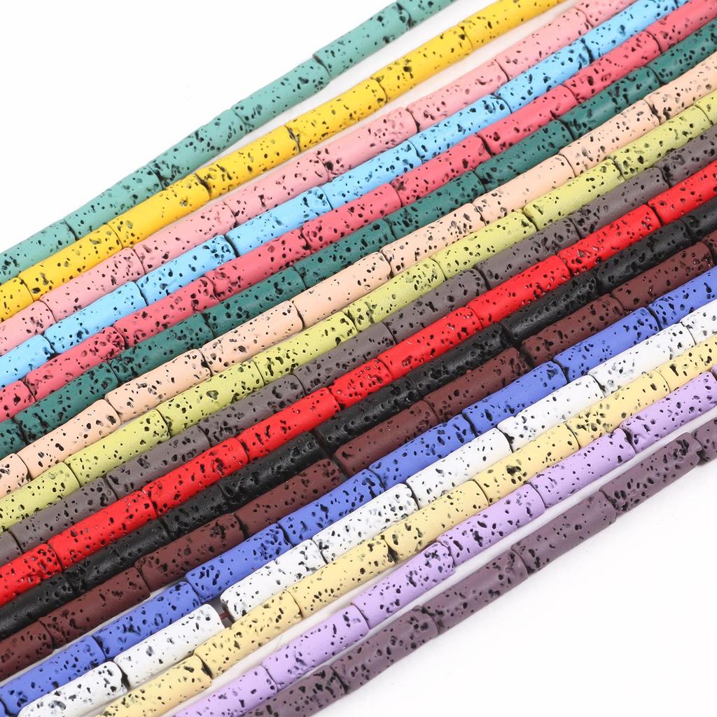 4x13mm Multicolor Rondelle Column Tube Lava Stone Loose Spacer Beads For Making Jewelry Handmade Diy Bracelet Craft