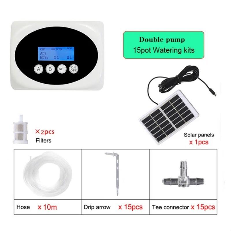 

Double Pump Intelligent Drip Irrigation System Timer Solar Energy Potted Plant Automatic Watering Device Garden Water Pump