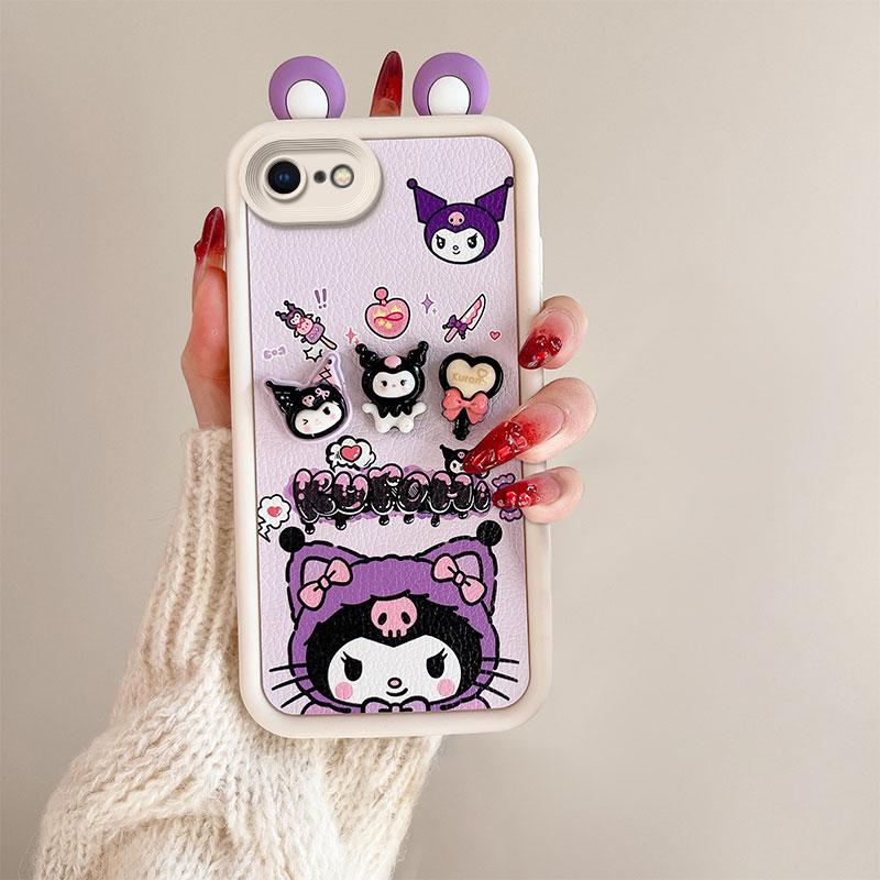 KEYSION Cute Ear 3D Cartoon Case for iPhone SE 2020 2022 with Bracelet Silicone Shockproof Phone Cover for iPhone 8 7 6s Plus