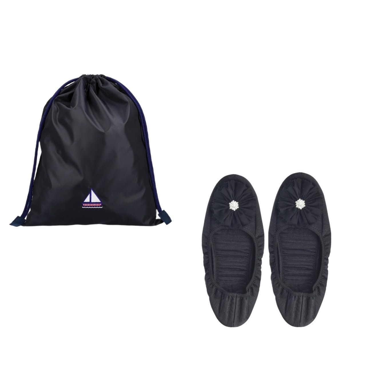 

Angel Smile Royal School Гросгрейн Портативные тапочки Средние Вышивка Узор Яхта Темно-синий Набор мешочка на шнурке RSSL2023004 Средний (Ювелирный черный) & чёрный