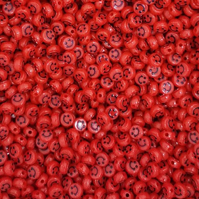 10Mm Round Acrylic Colored Smiley Face Beads Smiley Face Beads Diy Bracelet Beaded Flat Round Beads