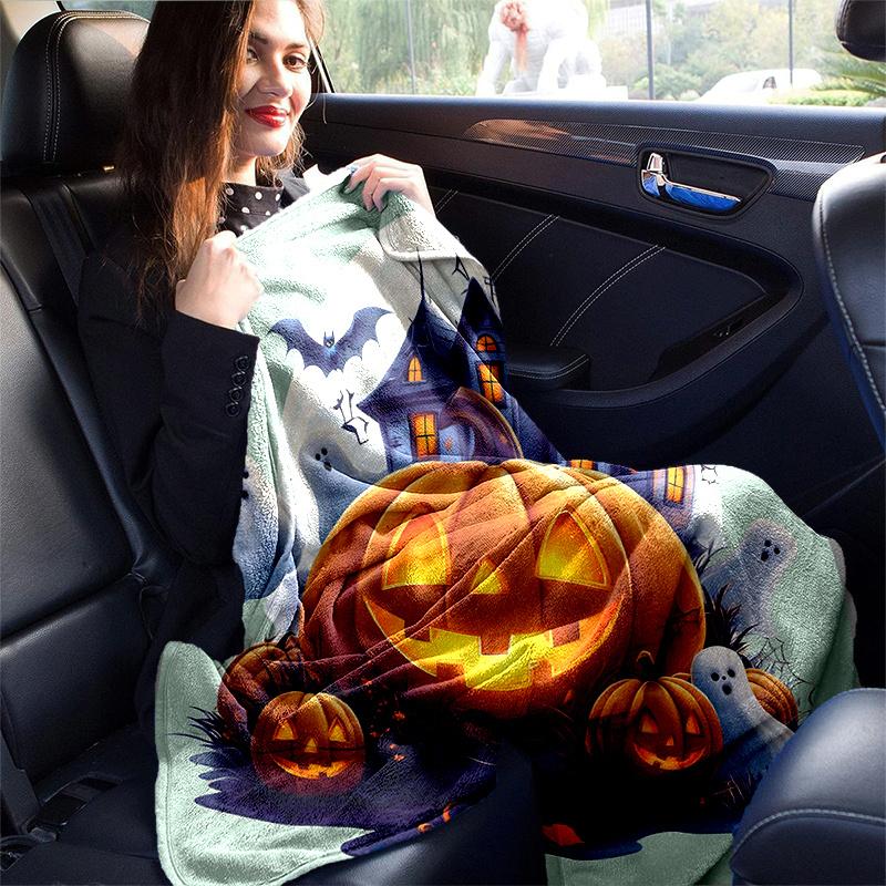 1pc Pumpkin Halloween Blanket  Seasonal Home Decorative Throw for All Seasons, Living Room, Travel, Camping, Car Blankets