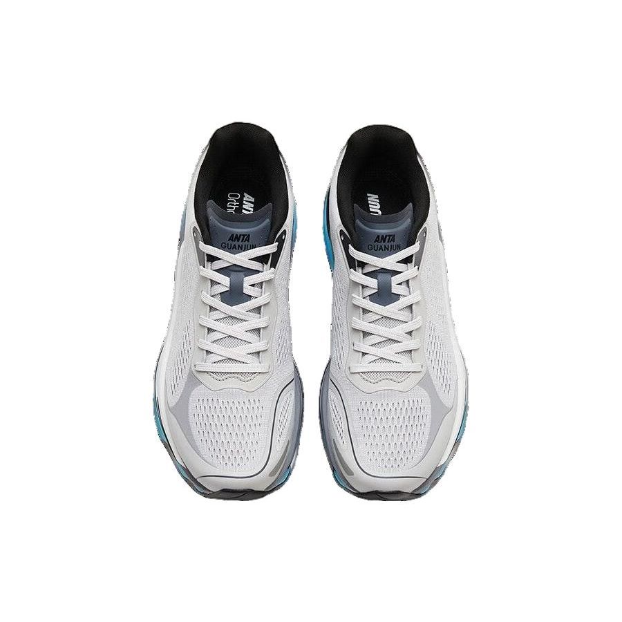 ANTA Men GUANJUN Professional Cushioning Breathable Running Shoes Light Grey Blue 112315561A-3