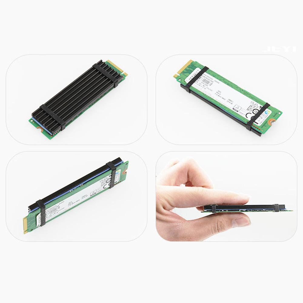 JEYI N80 M.2 NVMe SSD Heatsink 2280 Cooling Aluminum Pad Thermal Silicone Gel Heat Sink for PC- Black
