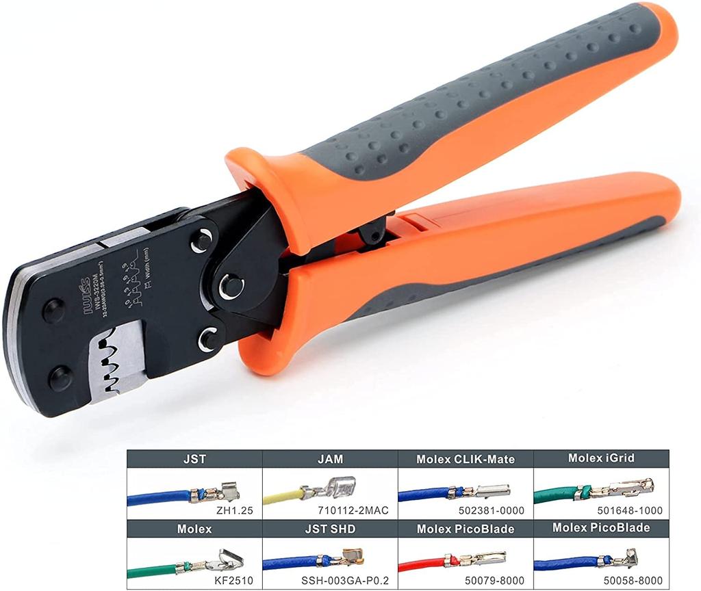 IWISS JST Connector Crimping Ratchet Open Compatible with Micro Terminals IWS-3220M Pliers, Type, Barrel, 0.03-0.5mm²