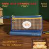 Vintage Plaid Animal Pattern Pencil Case With Large Capacity For Students And Office Use