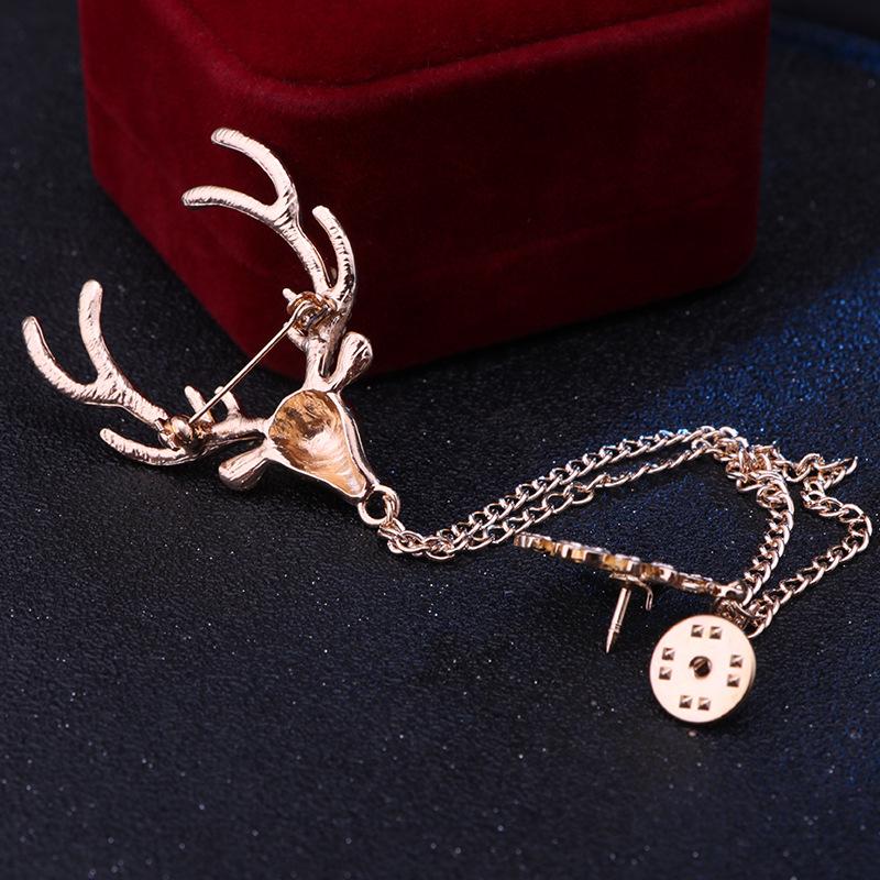 1Pc Reindeer Rhinestone Christmas Brooch, Versatile Men's and Women's Clothing, European and American Christmas Tree Reindeer Brooch,