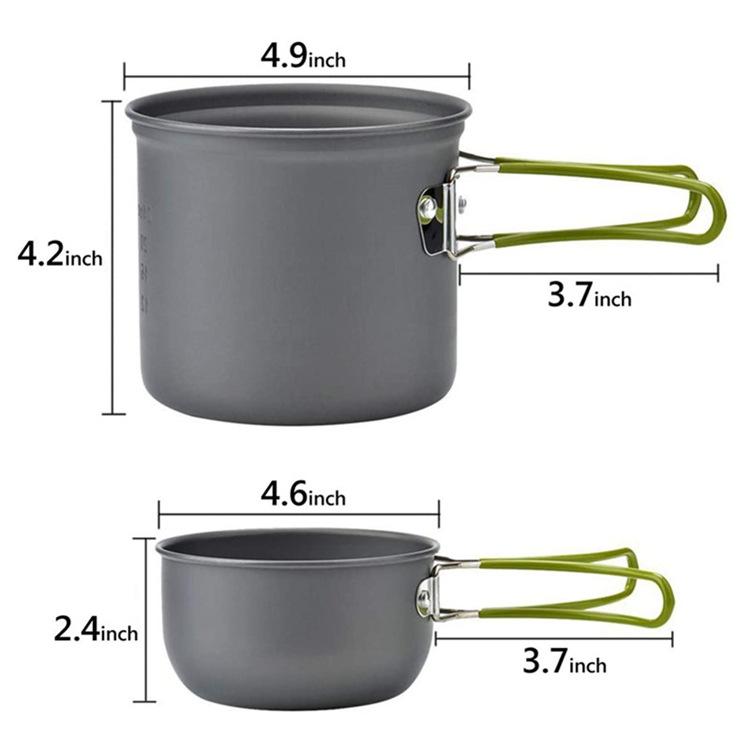 Camping Cookware Set - Portable Outdoor Cooking Utensils, Backpacker's Nesting Pots, Essential Outdoor Gear for Camping