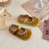 Korean Velvet Girls' Bow Princess Shoes - Retro, Versatile, Shallow Mouth for Spring & Autumn