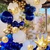 149PCS Blue Gold Balloon Arch Garland Set, Crown Foil Balloon, Birthday Party Anniversary Graduation Decoration Supplies
