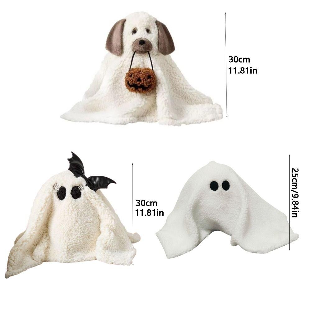 White Ghost Dog Pillow Cute Bat Throw Pillow Comfortable Halloween Plush Toy  Bedroom