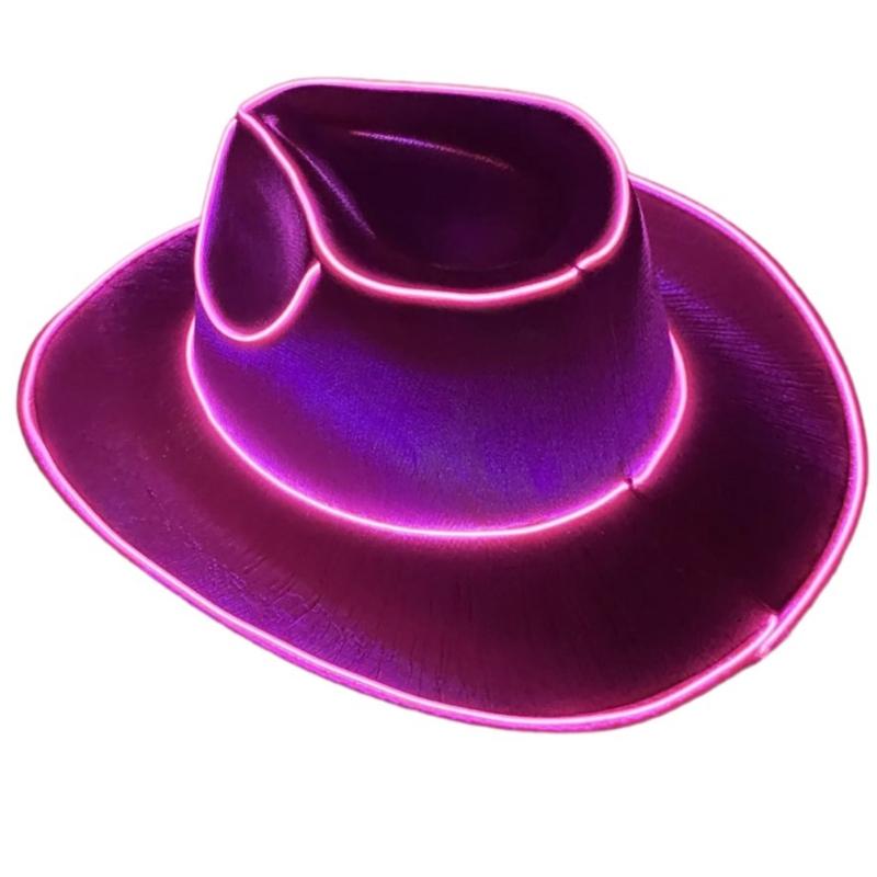 Western Hat Light Up LED Cowgirl Hat Party Hat Stage Costume Headwear