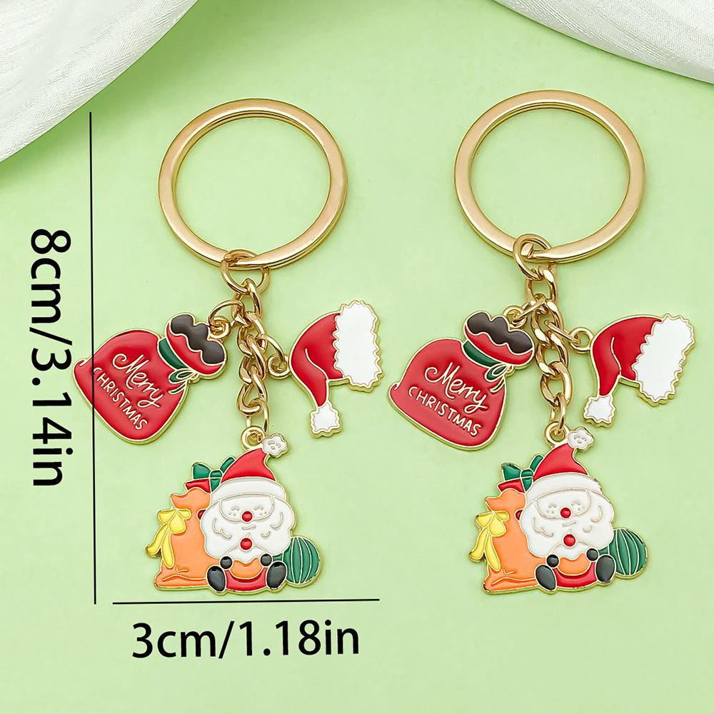 Exquisite Christmas Keychain: Santa, Reindeer, Gift Box, and Bell Ornaments Pendant