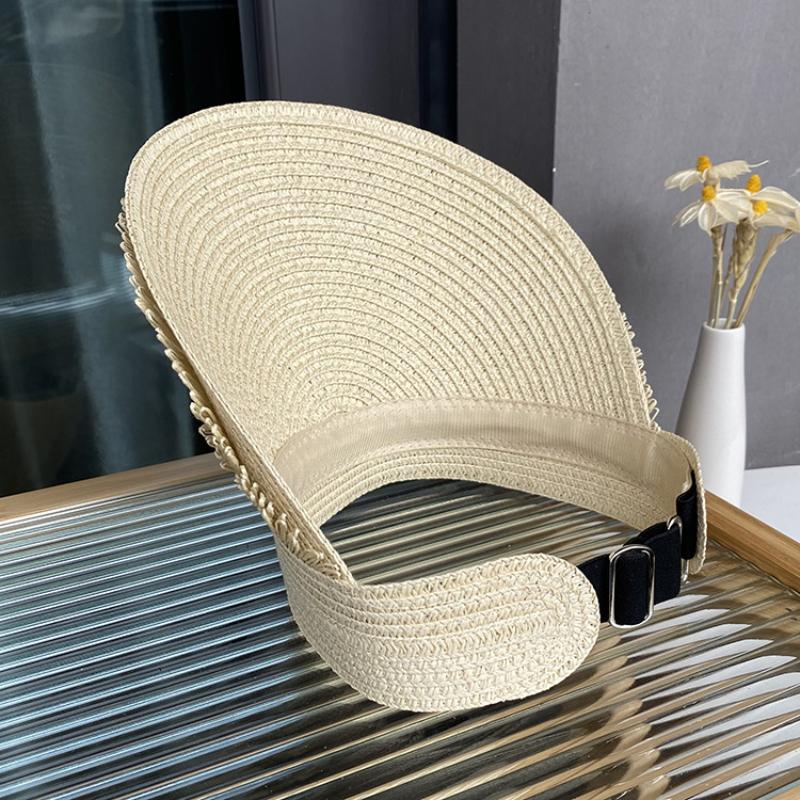Designer  Brand Sun Fringe Straw Hat Women'S Summer Empty Top Sun Hat Outdoor Parma Uv Protection Beach Sun Hat