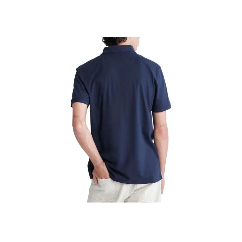 Calvin Klein Solid Color Logo Embroidered Short Sleeve Polo Shirt Men tops Dark-Blue 40HM281-411