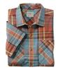 LL Bean Otter Cliff Short US Size Weathered 1000040533 Men's Shirt, Sleeve, Plaid, Fit, Regular, S, Orange, Salmon,