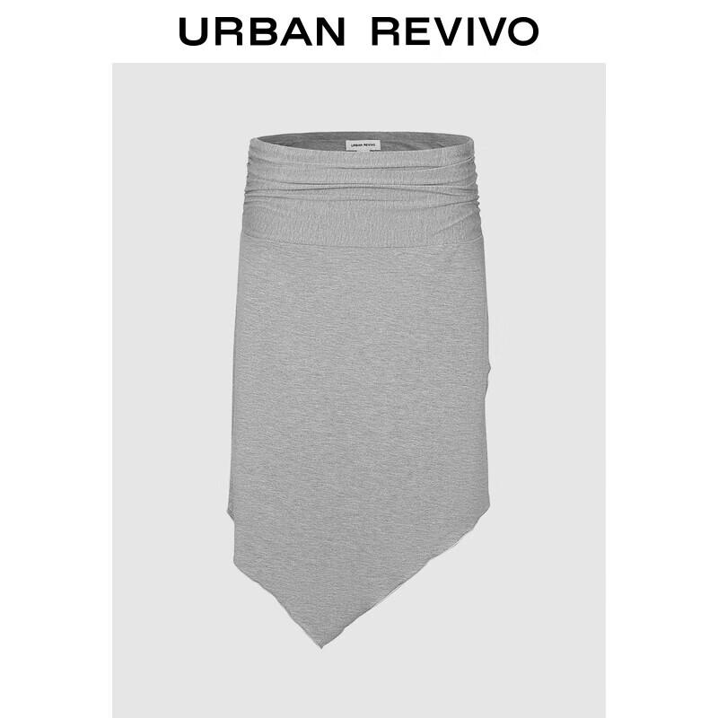 UR 2025 Autumn Women s Casual Irregular Pleated A-Line Midi Skirt S